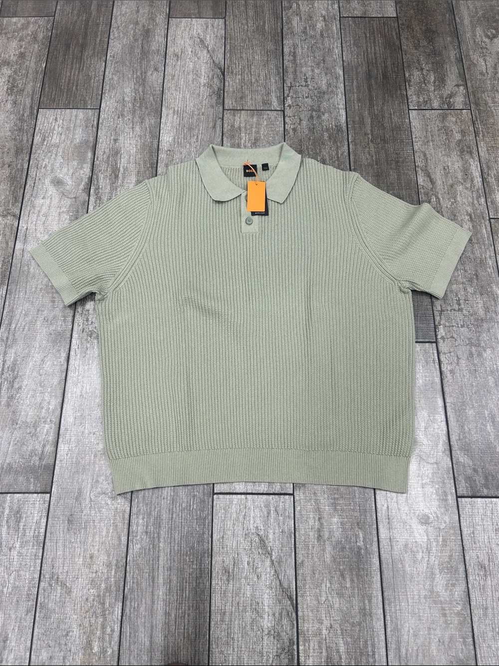100% Authentic Boss by Hugo Boss Men's Sage Green Knit Polo Shirt NWT size 3XL